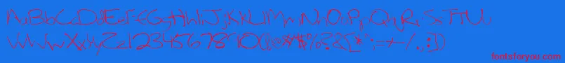 Lefty Font – Red Fonts on Blue Background