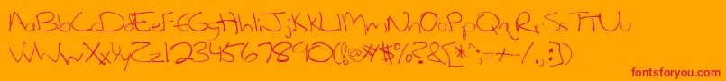 Lefty Font – Red Fonts on Orange Background