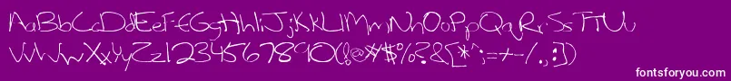 Weitere Informationen zur Lefty-Schriftart Lefty-Schriftart – Weiße Schriften auf violettem Hintergrund