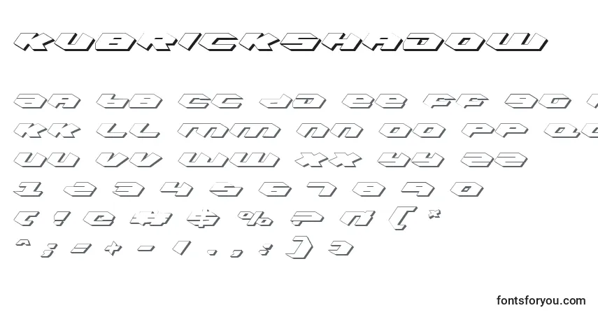 Шрифт KubrickShadow – алфавит, цифры, специальные символы