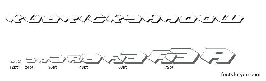 KubrickShadow Font Sizes