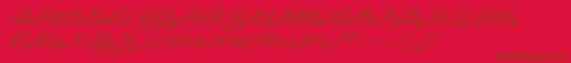 VladimirScript-Schriftart – Braune Schriften auf rotem Hintergrund