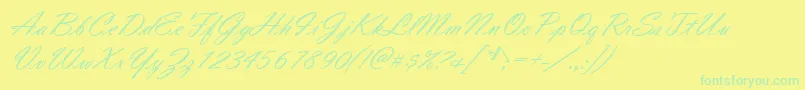 VladimirScript Font – Green Fonts on Yellow Background