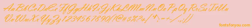 VladimirScript-Schriftart – Orangefarbene Schriften auf rosa Hintergrund