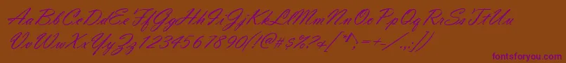 VladimirScript Font – Purple Fonts on Brown Background