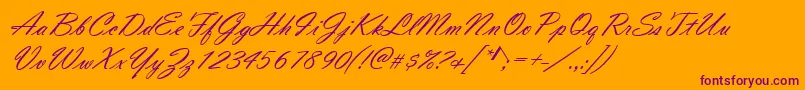 VladimirScript Font – Purple Fonts on Orange Background