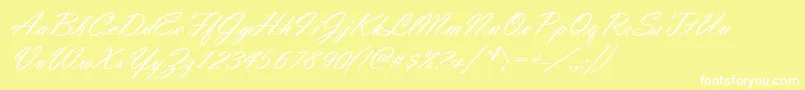 Fonte VladimirScript – fontes brancas em um fundo amarelo