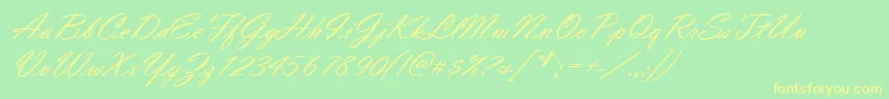 VladimirScript Font – Yellow Fonts on Green Background