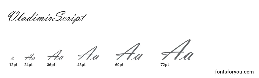 Größen der Schriftart VladimirScript