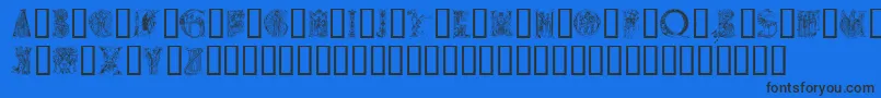 Шрифт Medievalalphabet – чёрные шрифты на синем фоне