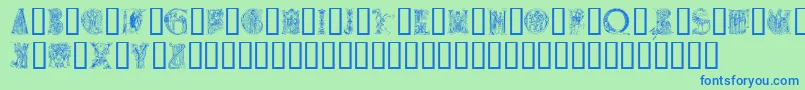 Шрифт Medievalalphabet – синие шрифты на зелёном фоне