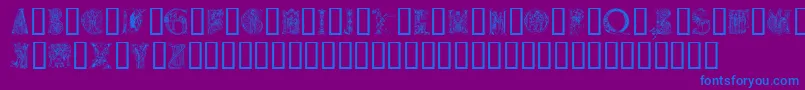 フォントMedievalalphabet – 紫色の背景に青い文字