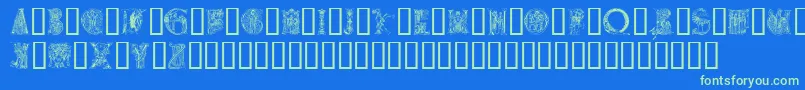 Medievalalphabet Font – Green Fonts on Blue Background
