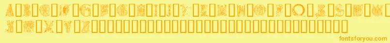 Fonte Medievalalphabet – fontes laranjas em um fundo amarelo