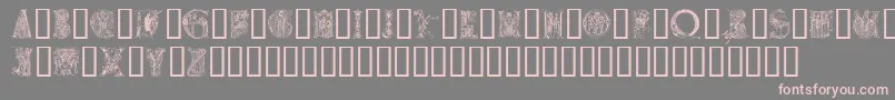 Medievalalphabet-fontti – vaaleanpunaiset fontit harmaalla taustalla