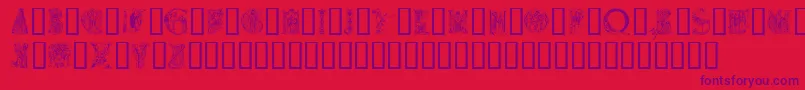 フォントMedievalalphabet – 赤い背景に紫のフォント