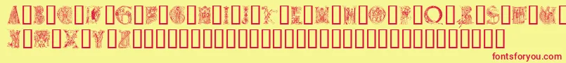Medievalalphabet-fontti – punaiset fontit keltaisella taustalla