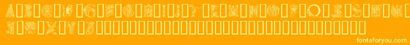 Medievalalphabet-fontti – keltaiset fontit oranssilla taustalla