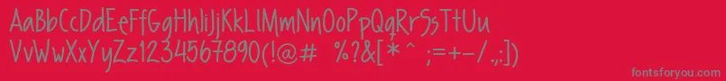 フォントFpSecondHand – 赤い背景に灰色の文字