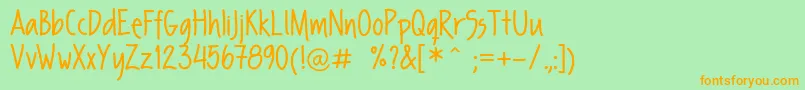 FpSecondHand Font – Orange Fonts on Green Background