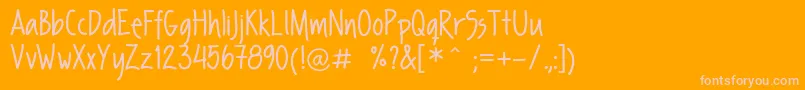 FpSecondHand-fontti – vaaleanpunaiset fontit oranssilla taustalla