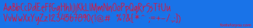 FpSecondHand Font – Red Fonts on Blue Background
