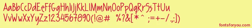 FpSecondHand Font – Red Fonts on Yellow Background