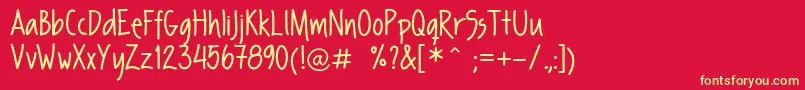 FpSecondHand Font – Yellow Fonts on Red Background