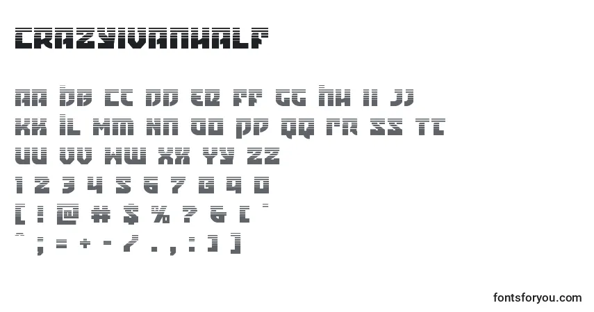 Crazyivanhalf-fontti – aakkoset, numerot, erikoismerkit