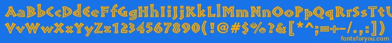 フォントPompeiastdInline – オレンジ色の文字が青い背景にあります。
