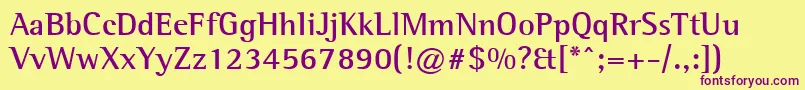 AgfarotissemiserifBold Font – Purple Fonts on Yellow Background