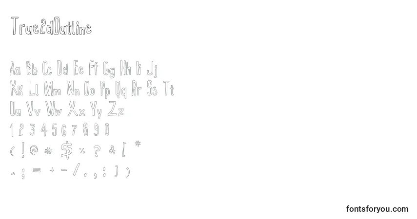 Schriftart True2dOutline – Alphabet, Zahlen, spezielle Symbole