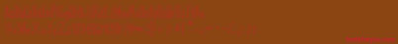 フォントTrue2dOutline – 赤い文字が茶色の背景にあります。