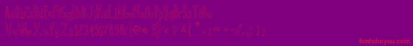 True2dOutline-Schriftart – Rote Schriften auf violettem Hintergrund