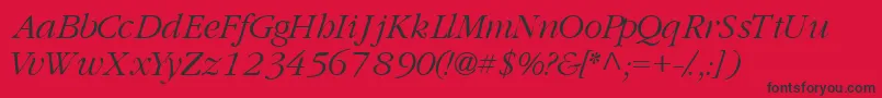 GaramondlightsskItalic-fontti – mustat fontit punaisella taustalla