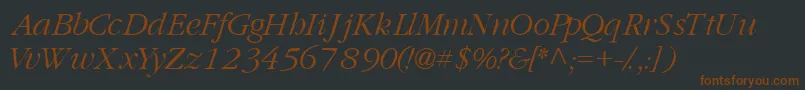 GaramondlightsskItalic Font – Brown Fonts on Black Background
