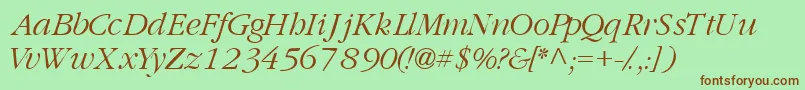 GaramondlightsskItalic Font – Brown Fonts on Green Background