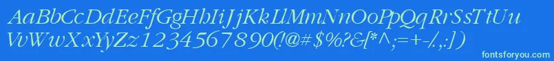 GaramondlightsskItalic Font – Green Fonts on Blue Background