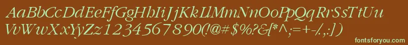 GaramondlightsskItalic Font – Green Fonts on Brown Background