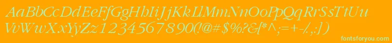 GaramondlightsskItalic Font – Green Fonts on Orange Background