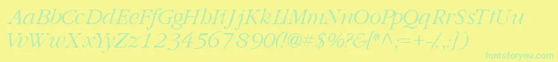 GaramondlightsskItalic Font – Green Fonts on Yellow Background