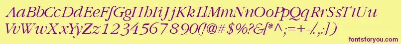 GaramondlightsskItalic Font – Purple Fonts on Yellow Background