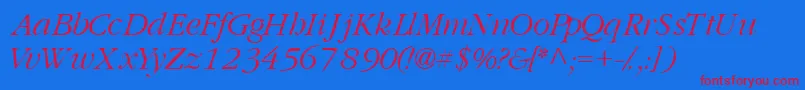 GaramondlightsskItalic Font – Red Fonts on Blue Background