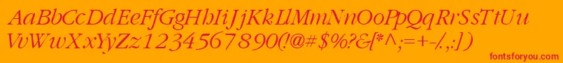 GaramondlightsskItalic Font – Red Fonts on Orange Background