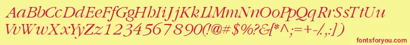 GaramondlightsskItalic Font – Red Fonts on Yellow Background