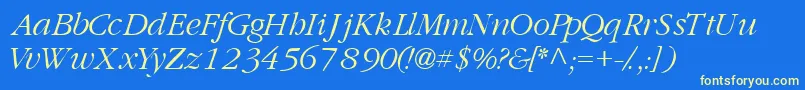 Шрифт GaramondlightsskItalic – жёлтые шрифты на синем фоне