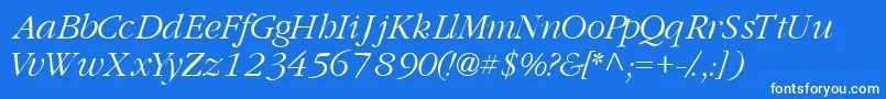 GaramondlightsskItalic Font – Yellow Fonts on Blue Background