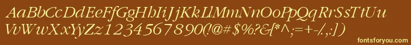 GaramondlightsskItalic Font – Yellow Fonts on Brown Background