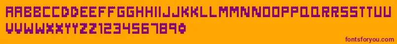 DanishBricks-fontti – violetit fontit oranssilla taustalla