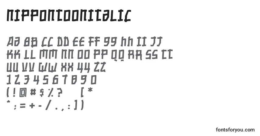 Шрифт Nippontoonitalic – алфавит, цифры, специальные символы
